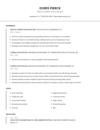 Speech Correction Assistant Resume