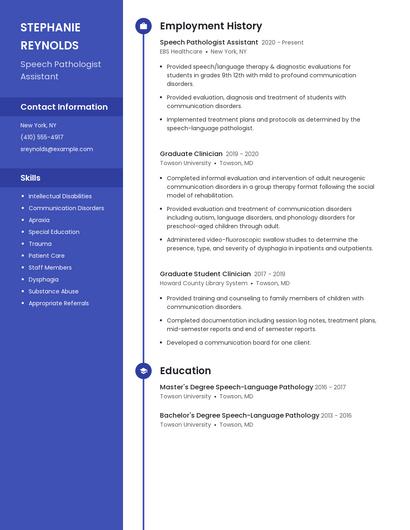 Speech Pathologist Assistant Resume