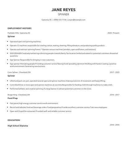 Spinner Resume