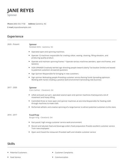 Spinner Resume