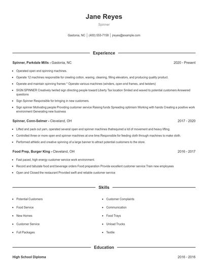 Spinner Resume