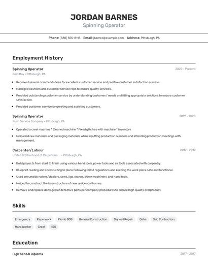 Spinning Operator Resume