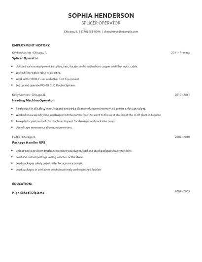 Splicer Operator Resume