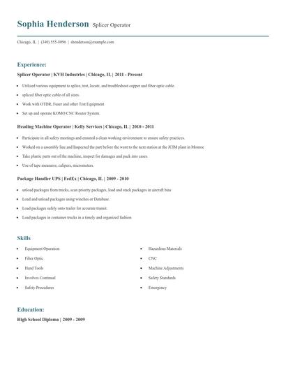 Splicer Operator Resume