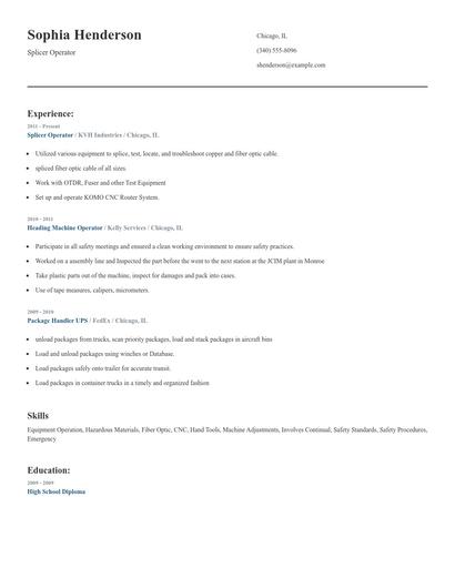 Splicer Operator Resume