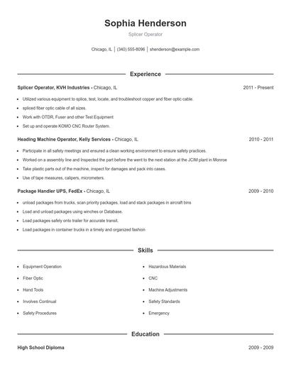 Splicer Operator Resume
