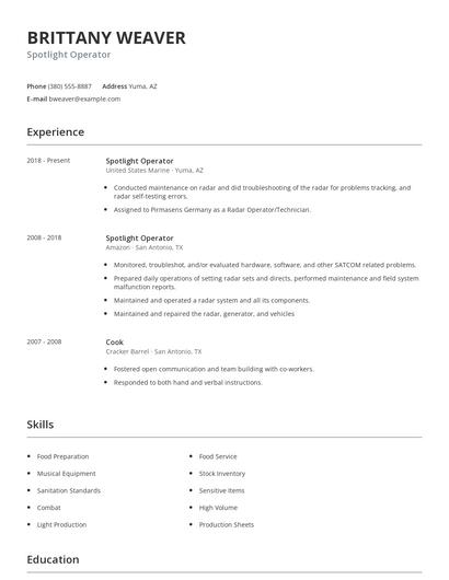 Spotlight Operator Resume