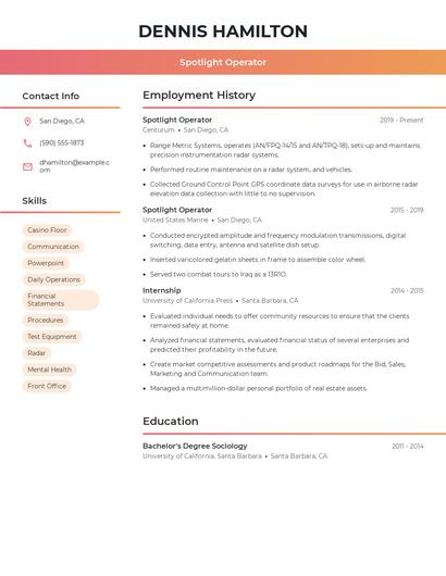 Spotlight Operator Resume