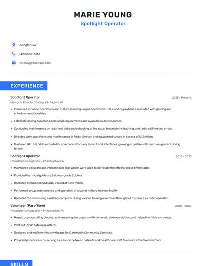 Spotlight Operator Resume