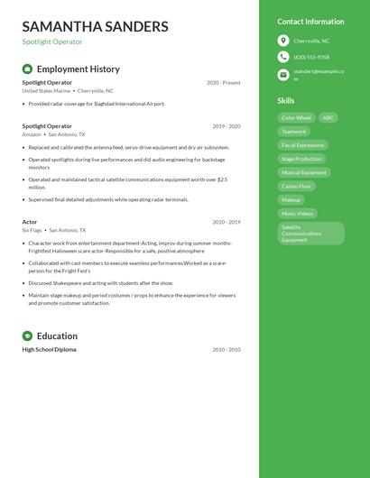 Spotlight Operator Resume