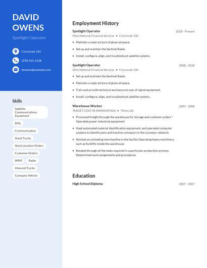 Spotlight Operator Resume
