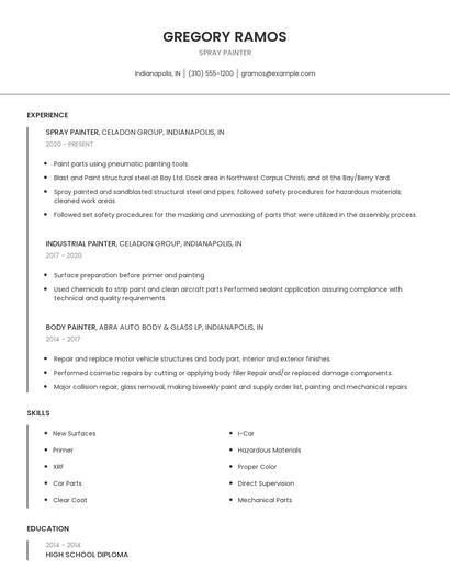 Spray Painter Resume