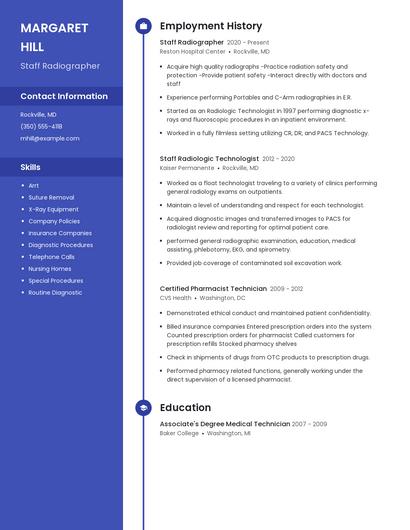 Staff Radiographer Resume