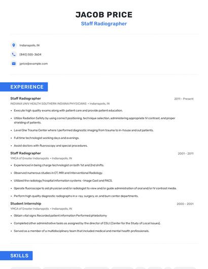 Staff Radiographer Resume