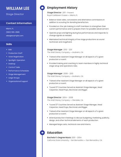 Stage Director Resume