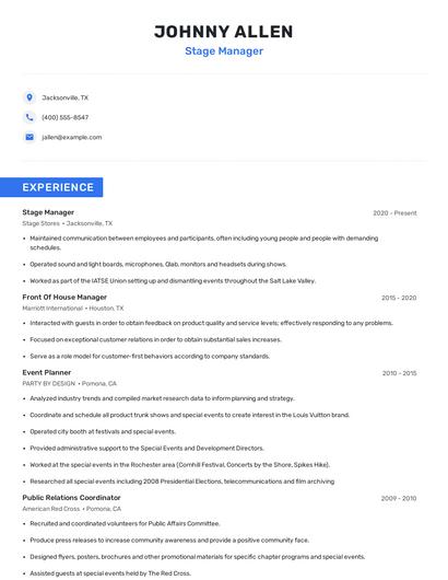 Stage Manager Resume