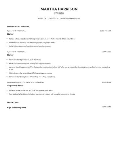 Stainer Resume