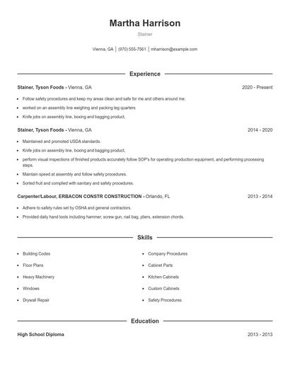 Stainer Resume