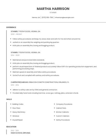 Stainer Resume