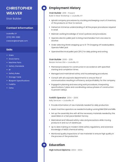 Stair Builder Resume
