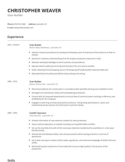 Stair Builder Resume
