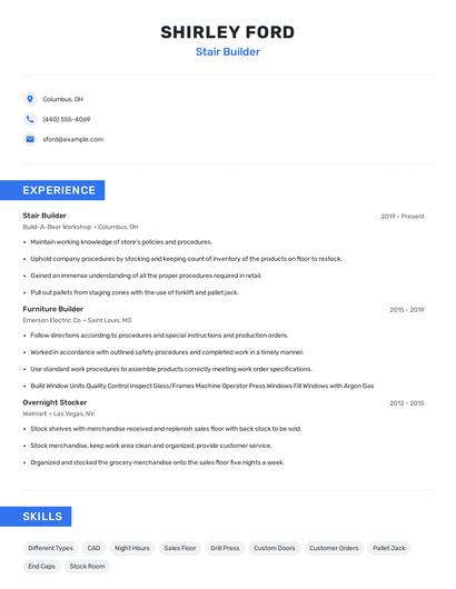 Stair Builder Resume