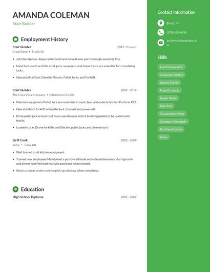 Stair Builder Resume