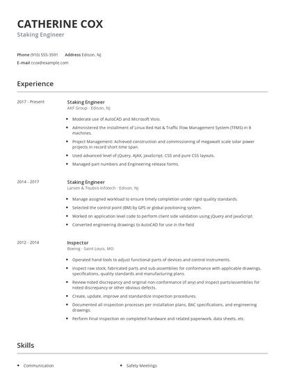 Staking Engineer Resume