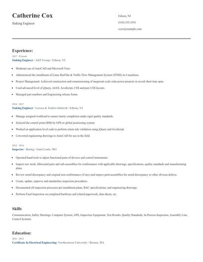 Staking Engineer Resume