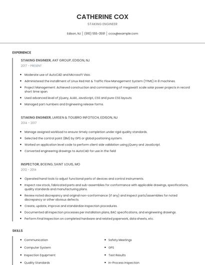 Staking Engineer Resume