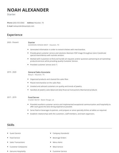 Starter Resume
