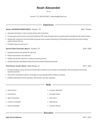 Starter Resume