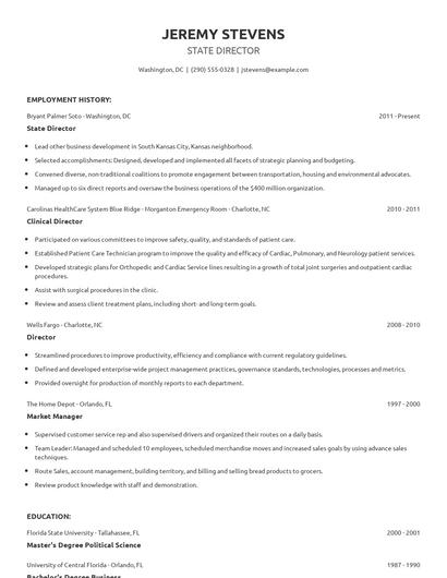 State Director Resume