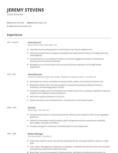 State Director Resume