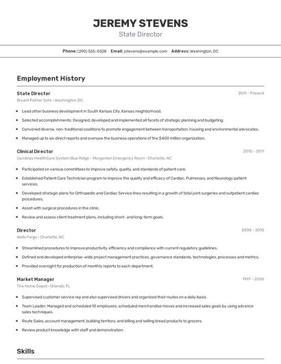 State Director Resume