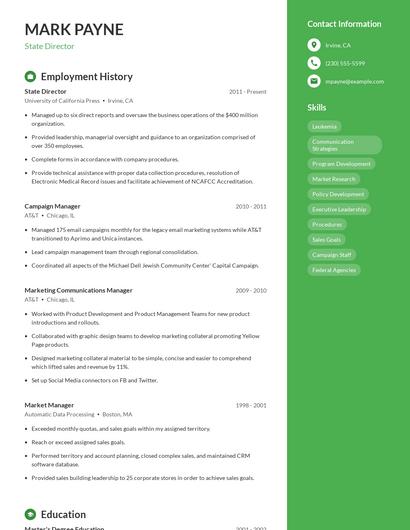 State Director Resume