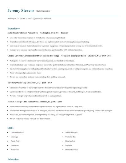 State Director Resume