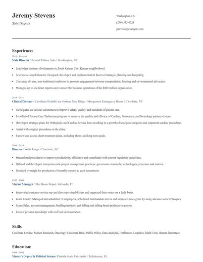 State Director Resume