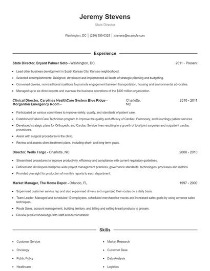 State Director Resume