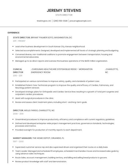 State Director Resume