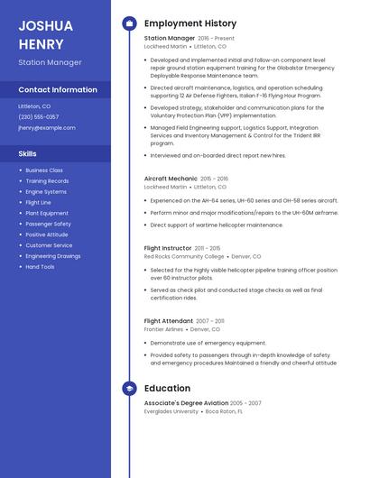 Station Manager Resume