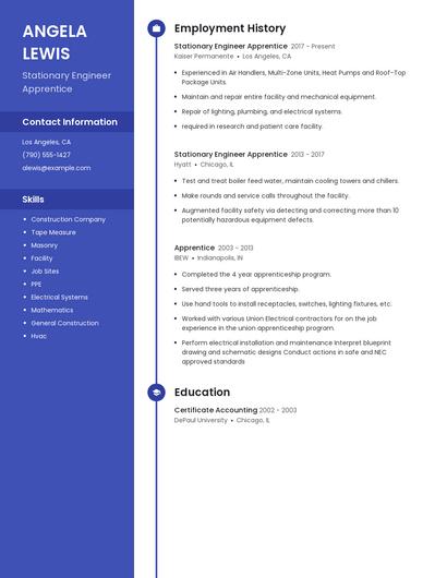 Stationary Engineer Apprentice Resume