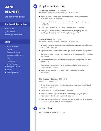 Stationary Engineer Resume