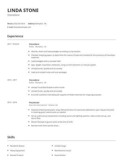 Stevedore Resume