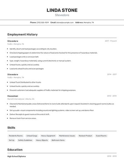 Stevedore Resume