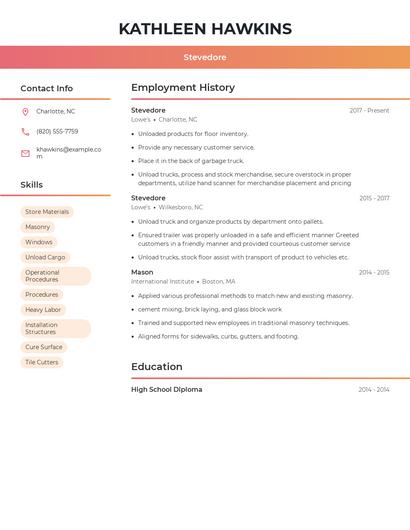 Stevedore Resume