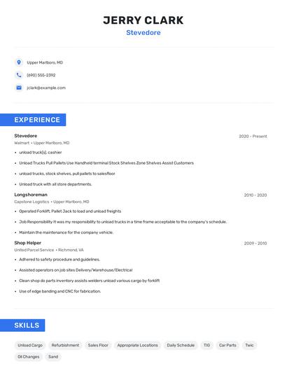 Stevedore Resume