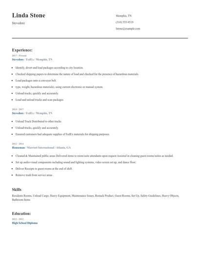 Stevedore Resume
