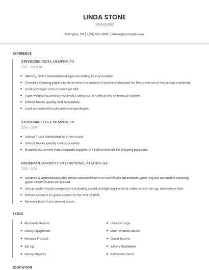 Stevedore Resume