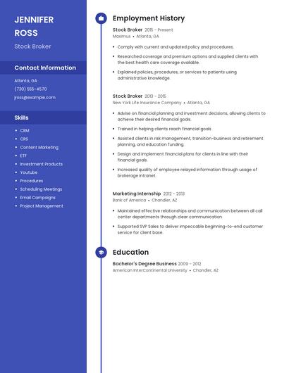 Stock Broker Resume
